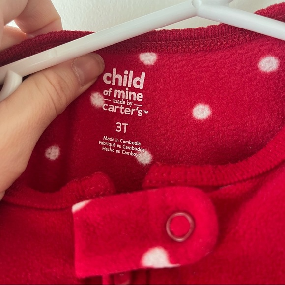 Red fleece holiday Christmas onesie pjs Kids One Piece Pajamas Set 3T girls boys - Picture 4 of 10